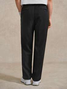 Men's Black Color Drawstring Waist Front Slit Pocket Casual Pants Daily Essential Wardrobe Staple Basic Style All-Match Style Go-To Piece Mix-And-Match Item Casual Versatile Style Summer Wardrobe Essentials Casual Outfit Ideas Laid-Back Look Casual Long Pants, Dress Pants, Father's Day Gift - Black - View 2