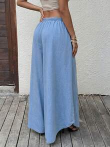 Sunnyshic Jeans de pierna ancha con cintura elástica - Lavado ligero - Ver 2