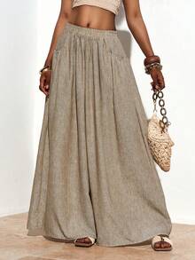 Zivah 2026 Modern Commuter Distinctive Minimalist Textured Fabric Khaki Long Pants - Khaki - View 7