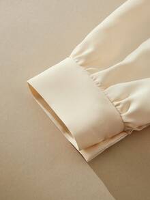 SHEIN 女童碎花袖单排扣休闲衬衫 - 米色 - 查看 5