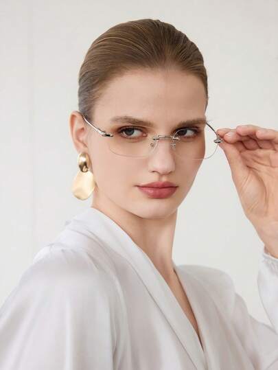 1 Pair 2025 Metal Minimalist Fashion Non-Prescription Glasses, Suitable For Reading, Office, Party, Fashion Item, Photography Accessory