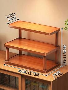 1 chiếc kệ để bàn 3 tầng bằng tre, nhiều lớp đựng đồ, có giá để cốc, dùng để đựng mỹ phẩm, văn phòng phẩm, tủ bếp, mặt bàn, trưng bày tại nhà, văn phòng, ký túc xá, phòng tắm. - màu nâu - Xem 3