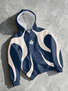 Manfinity EMRG Street Art Graphic Print Hooded Long Sleeve Sweatshirt, Casual Pullover Pullover Sweatshirt For Men, Autumn - Multicolor - View 3