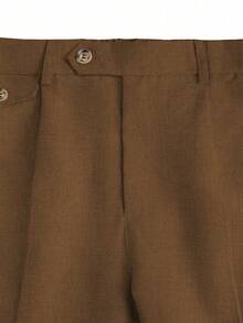 Manfinity Homme Pantalones cortos casuales de hombre de unicolor con dobladillo enrollado y bolsillo en diagonal, para verano - Café integral - Ver 6