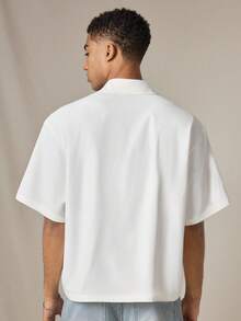 Manfinity Unisex Áo sơ mi nam tay ngắn in họa tiết hoa, kiểu dáng thời trang thường ngày, thích hợp cho mùa xuân/hè. - trắng - Xem 3