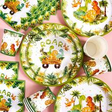 Bộ đĩa, khăn ăn và cốc dùng một lần hình khủng long gầm rú, phục vụ 20 khách. Bộ đồ dùng tiệc dùng một lần này (bao gồm đĩa, khăn ăn và cốc) rất phù hợp cho các bữa tiệc sinh nhật, đám cưới và dã ngoại gia đình. - Xem 3