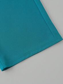 Ellevyn 女士优雅印花深V领荷叶袖宽松阔腿连体裤，春夏款 - 水鴨藍 - 查看 7