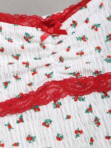 Sweetra Y2K Casual Sweet Floral Textured Fabric Camisole - White - View 5