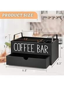1pc Wooden Coffee Bar Storage Box, Used For Tabletop Coffee Capsules Or Racks, Tabletop Storage Boxes, Condiments And Coffee, Bar Decoration, Home Storage, Room Decoration, Etc - Multicolor - View 6