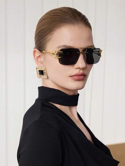 一副男士无框时尚眼镜，优雅時尚眼鏡配饰，沙滩配饰，打造街头风格，适合搭配毛衣、夹克、卫衣、连帽衫、皮裤和工装裤，是夏季海滩度假、户外活动和旅行的理想之选。