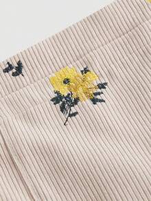 SHEIN MOD Váy yếm thêu hoa nhung kẻ cổ điển cỡ lớn, có dây đeo có thể tháo rời cho mùa thu đông - Màu be - Xem 3