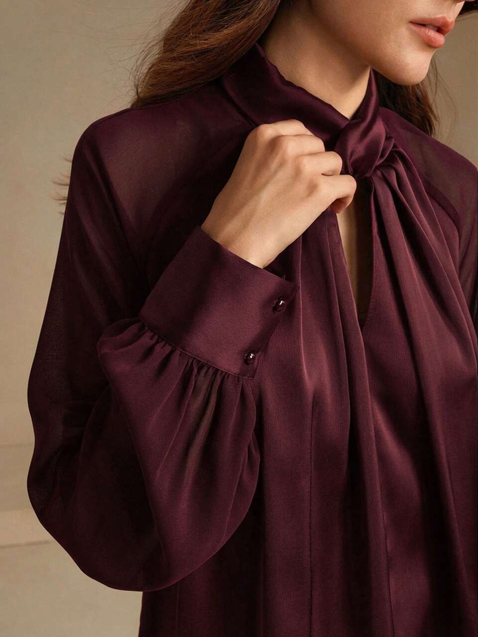 Anewsta Black Hollow-Out Satin Long Sleeve Shirt, Modern Urban Style