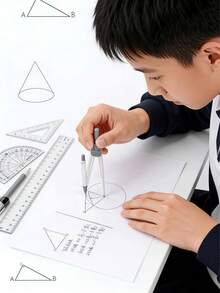 9pcs Math Drawing Tool Set In Compass And Ruler Style With Eraser For Student Exam And Homework, Ease Of Use, Giftable, Versatile , Suitable For Elementary Students - Sets - View 5