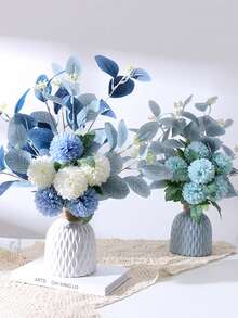 1pc Simulation Flower Pomander Bouquet In White And Blue For Home Table Decor Christmas For Holiday Gift Giving - Burnt Orange - View 4