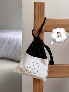 Joivida 1个/2个装房屋形状印花抽绳收纳袋，适用于家居用品、小物件防尘收纳、旅行整理。 - 彩色 - 查看 5
