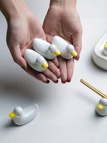 Cirelle 1pc Ceramic Chopstick Holder And Cutlery Rack, Duck Shaped Chopstick Pillow Storage Rack, Suitable For Cutlery Racks, Knife Fork Spoon Racks, Table Decoration Ornaments, Creative Spoon Fork Racks, Kitchen Chopstick Placement Racks, Suitable For Christmas, Halloween, New Year Gifts - View 6