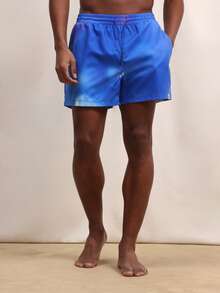 SUMWON Men Nylon Beach Swim Trunks With Drawstring Waist And Side Pockets Summer Vacation Casual Swimming Shorts - Blue - View 4
