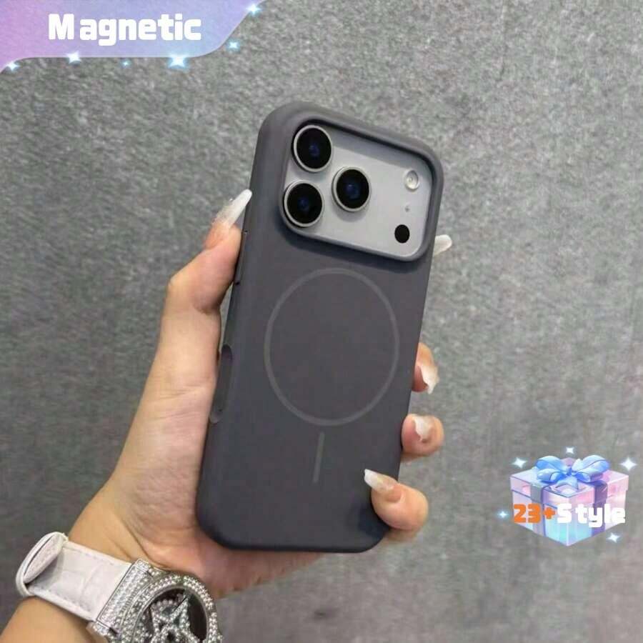 Ốp điện thoại silicon lỏng bóng bẩy sang trọng, tương thích với iPhone 17 Air, 16, 15, 14, 13, 12, 17 Pro Max Plus, kèm vỏ mềm từ tính.