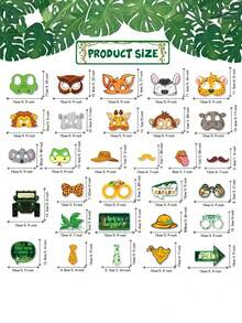 1/3/5 Sets Jungle Animal Handheld Photo Booth Props, Fun Creative Party Photo Props For Birthday Celebration, Festive Party Decor Supplies - multicolor - View 1
