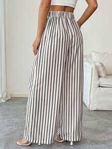 Pariaura Pantalones a rayas elegantes, casuales y de vacaciones para mujer - Blanco y Negro - Ver 2