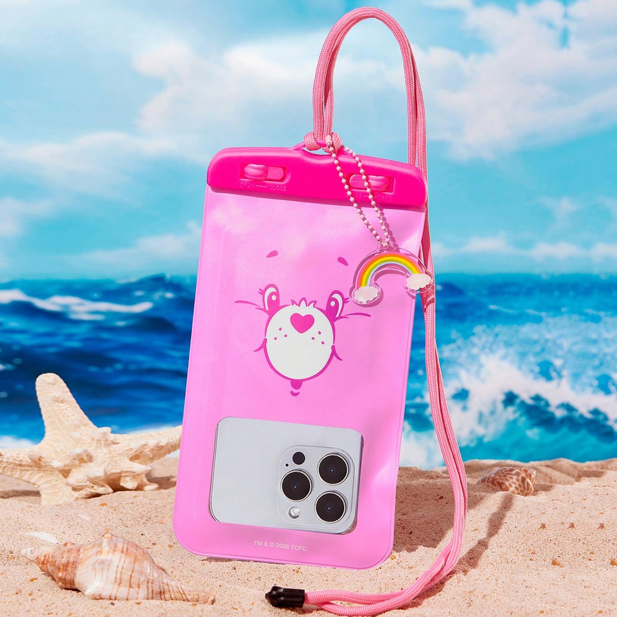 1 Cartoon Pattern Printed Waterproof Touch Screen Transparent Water Sports Mobile Phone Bag, Suitable For Rafting, Beach, Swimming, Boating, Kayaking, Hiking, Protect Mobile Phones, Cameras, Cash, Passports, Documents From Water, Sand, Snow, Dust, Cheer Bear, Share Bear