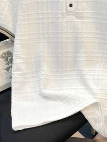 EGENSIO Men's Striped Short Sleeve Casual Textured Jacquard Ribbed Polo Shirt Men Golf Shirt - White - View 5