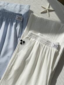 SHEIN EZwear 大码休闲弹力腰宽松阔腿裤 - 彩色 - 查看 2