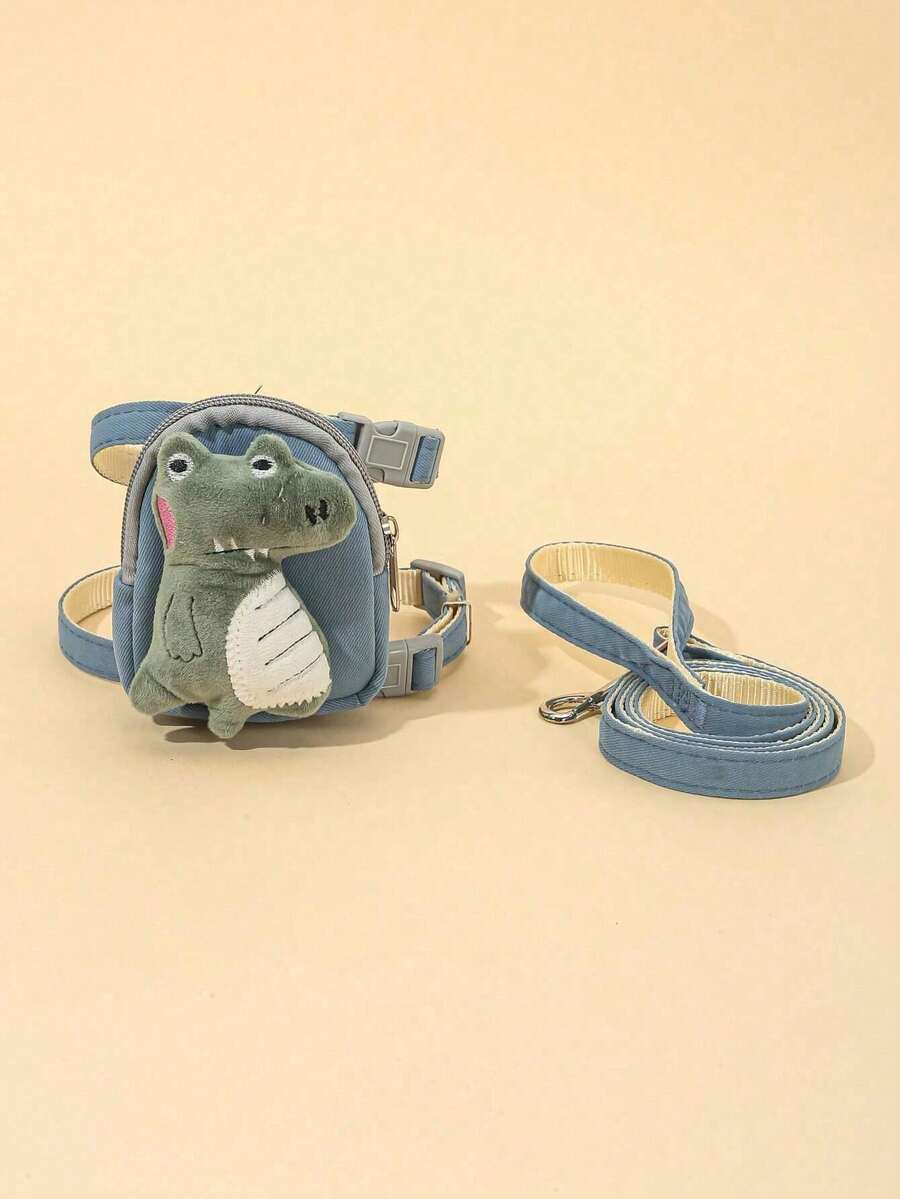 1pc Dinosaur Decor Pet Harness & 1pc Pet Leash For Dog And Cat For Outdoor