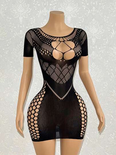 EgrlEra Women's Sexy Black Short Sleeve Mini Dress