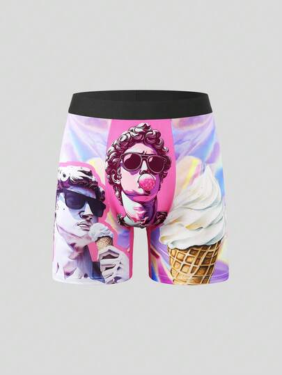 Men's Printed Boxer Briefs, Fashionable & Comfortable Sports Casual Shorts