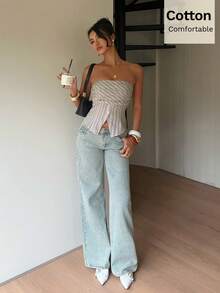 Siren Gaze Áo croptop không tay kiểu dáng tối giản in họa tiết dành cho nữ - Màu Khaki - Xem 4