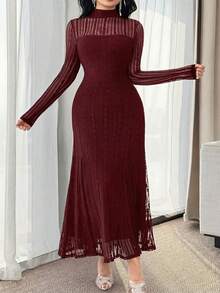 Feyla Elegantes einfarbiges Spitzenkleid in Große Größen - Bordeaux - Übersicht 4