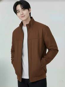 Chaqueta Doble Vista para Hombre Gamuzza y Bomber - Café integral - Ver 3