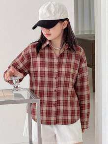 DAZY Camisa casual para niñas con diseño de abertura y lazo en la espalda, versátil y de moda para uso diario - Multicolor - Ver 6