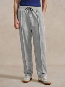 Courvante 男士抽绳腰带拼接侧缝运动裤灰色慢跑裤男士长裤男士健身裤男士阔腿侧条纹灰色运动裤网球学院风，父亲节礼物 - 灰色 - 查看 3