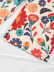 Tween Girls' Floral Print Sleeveless Top And Wide Leg Pants Casual Outfit - Multicolor - View 3