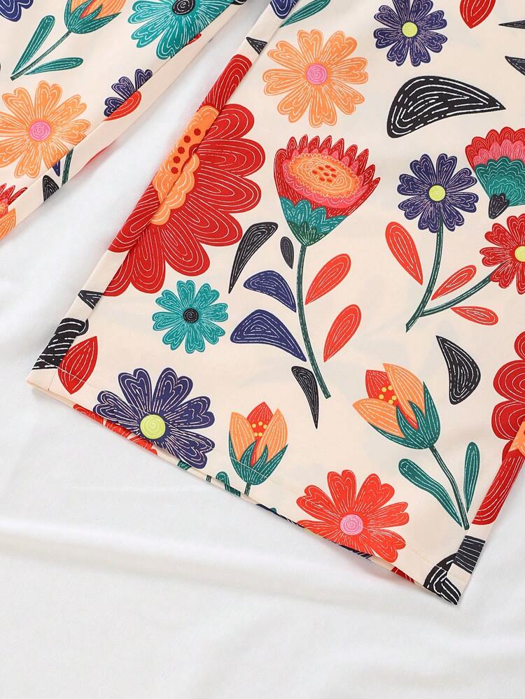 Tween Girls' Floral Print Sleeveless Top And Wide Leg Pants Casual Outfit - Multicolor - View 3