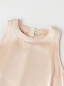 Franclia 女士休闲缎面宽松连体裤，夏季 - 香檳色 - 查看 7