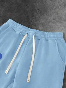 Manfinity EMRG Men's Floral Print Drawstring Waist Casual Sweatpants - Blue - View 5