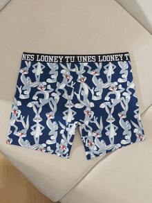 LOONEY TUNES X SHEIN Men's Cute Cartoon All-Over Comfortable Boxer Briefs For Daily Wear - Blue - View 2