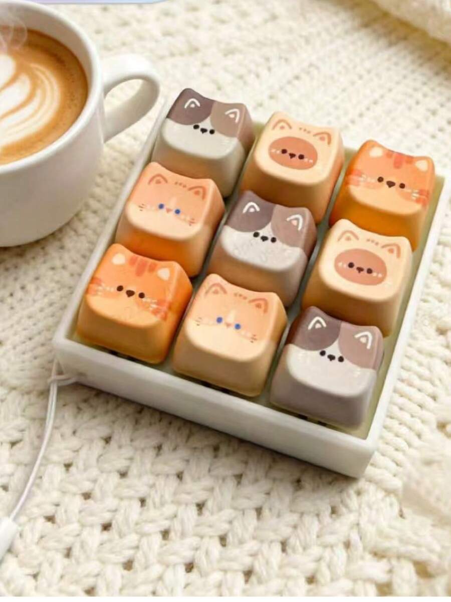 POKOJA LAND 1 pieza Tapa de tecla de gato impresa en 3D, tecla de descompresión, eje de prueba, tapa de tecla desmontable - Multicolor - Ver 1