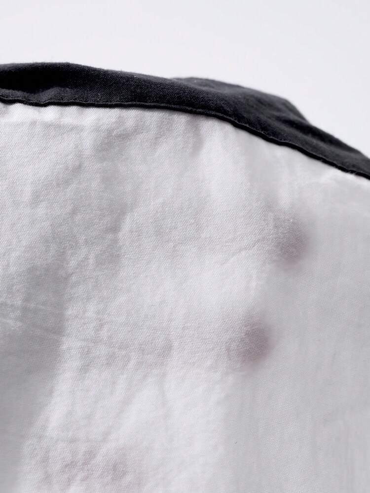 Women's Casual Sleeveless Patchwork Color Block Letter Embroidery Loose Padded Shoulder Turndown Collar Blouse Top, Summer