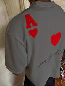 PAVTROS 男士字母刺绣圆领短袖休闲T恤 - 灰色 - 查看 6