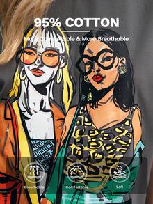 Maija 2026春夏女式卡通印花圆领夏季T恤，圣帕特里克节复活节派对上衣，假日海滩度假夏季外出毕业典礼 - 灰色 - 查看 6