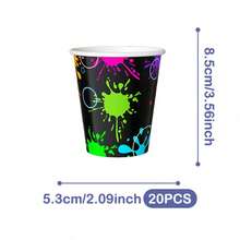 Bộ đĩa, khăn ăn và cốc dùng một lần màu đen in hình graffiti, phục vụ 20 người. Bộ đồ dùng tiệc dùng một lần này (bao gồm đĩa, khăn ăn và cốc) rất phù hợp cho các bữa tiệc sinh nhật, đám cưới và dã ngoại gia đình. - Xem 9