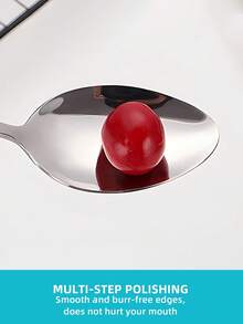 6pcs/12pcs/24pcs Stainless Steel Spoon For Home Kitchen And Restaurant,Kitchen,Christmas Gift,School Supplies - Silver - View 4