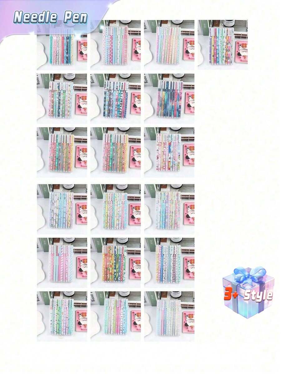 SHEIN Straight Liquid Assorted Colors Pen Quick Drying Test Signature Large Capacity Smooth Writing Gel Pen Black Blue Red Ink School Office Student Ball Pen Stationery School Rollerball Pen Back To School - multicolor - View 1