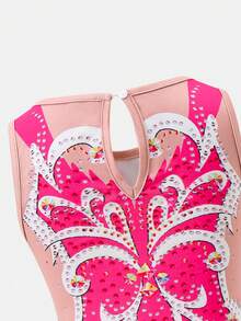 SHEIN 女童针织圆领修身休闲连体裤 - 粉色 - 查看 6