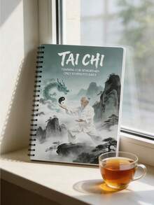 1pc Tai Chi Themed Planner, 50 Pages, Spiral-Bound Notebook, Perfect Gift For Tai Chi Enthusiasts Suitable For Study Office Work And Back-To-School Season - 28 Days of Tai Chi Landscape Painting - View 6