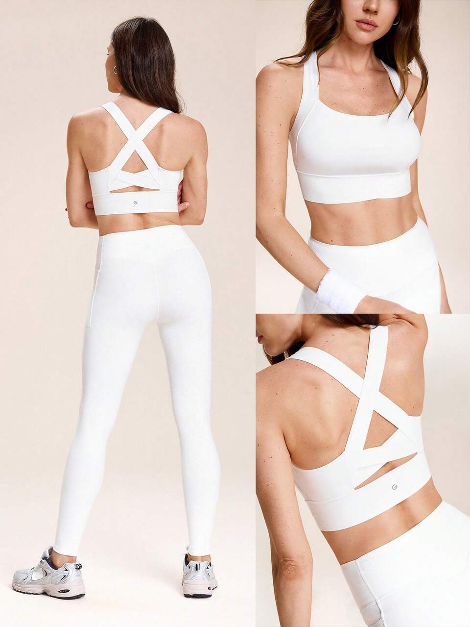 DD+ FeatherFit™-Sculpt Support & Shine Buttery-Soft Compressive Stretchy Crossback Design Removable Cups Cropped Tank Top Yoga Pilates